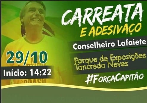Apoiadores de Bolsonaro farão adesivaço e carreata neste sábado em Lafaiete