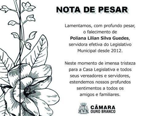 Câmara emite nota de pesar e decreta luto por morte de servidora