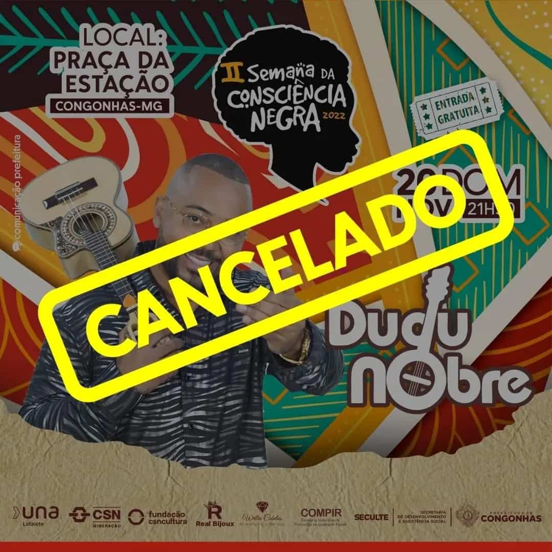 Show de Dudu Nobre em Congonhas é cancelado