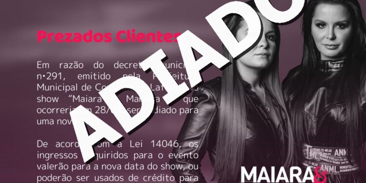 Shows de Maiara e Maraisa, do Skank e Encontro de Juventude Periférica são adiados
