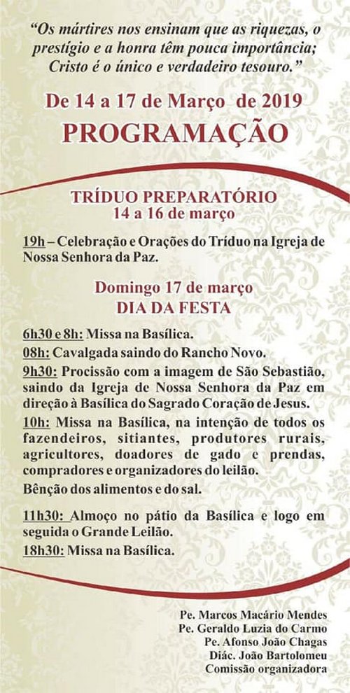 Basílica em Lafaiete celebra São Sebastião