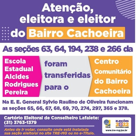 Eleições: Sessões de votação sofrem alterações em Lafaiete