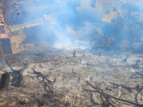 Bombeiros combatem incêndio em Lafaiete