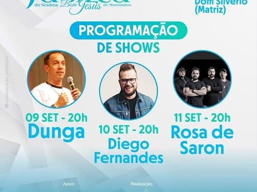 Banda Rosa de Saron e cantores Dunga e Diego Fernandes se apresentarão no Jubileu de Congonhas