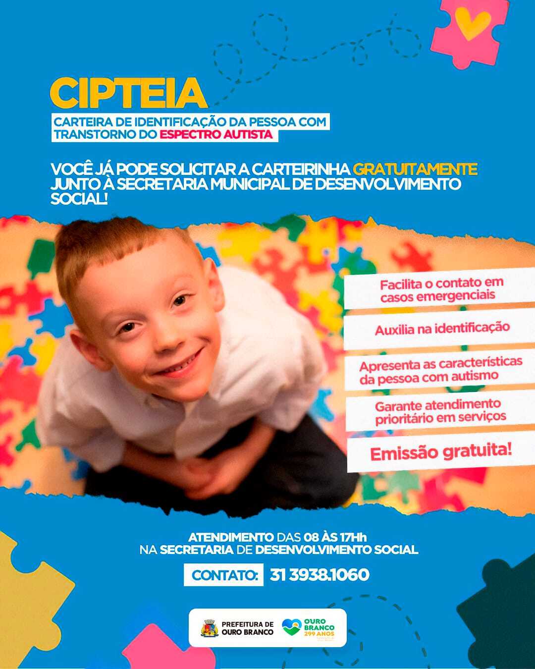 Ouro Branco inicia emissão de carteira de identificação para autistas
