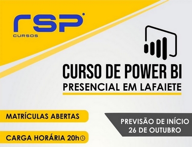 RSP CURSOS abre turmas presenciais para Power BI em Lafaiete
