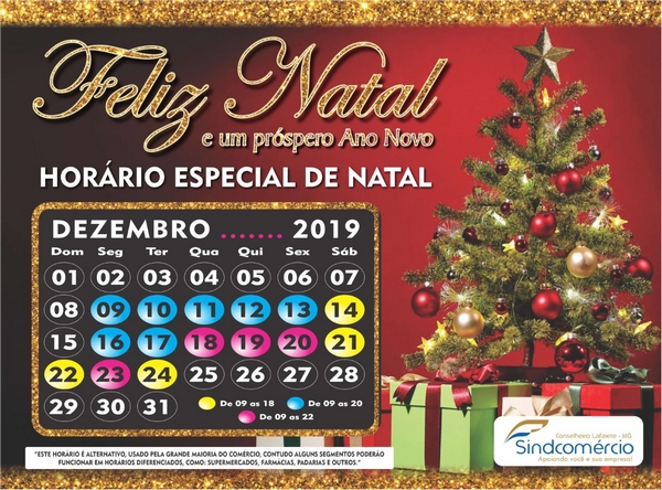 Começa nesta segunda-feira horário especial do comércio para o Natal