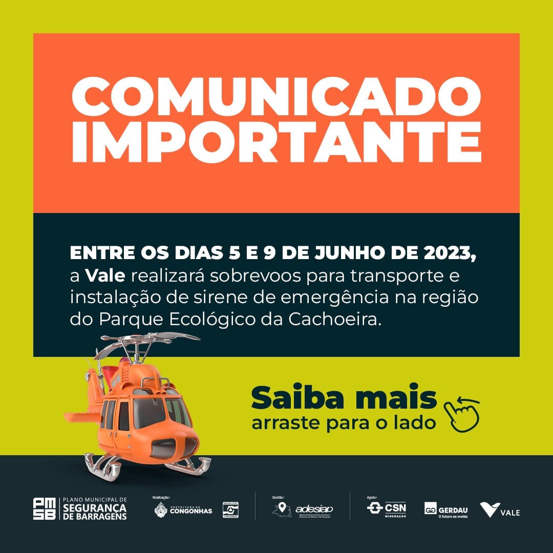 Vale irá instalar sirene de emergência no Parque da Cachoeira em Congonhas