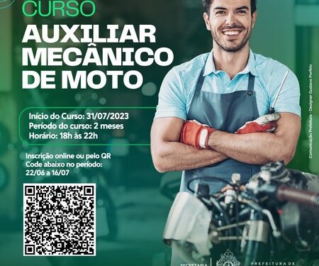 Prefeitura oferece curso gratuito de auxiliar de mecânico de moto
