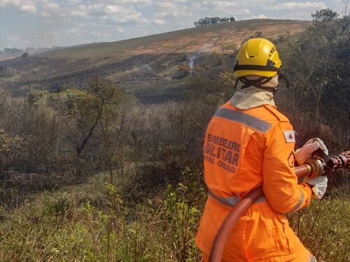 Incêndio destrói área de pasto equivalente a dois campos de futebol em Lafaiete