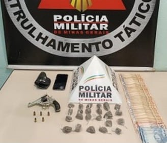 Jovem é preso por suspeita de tráfico de droga e porte de arma