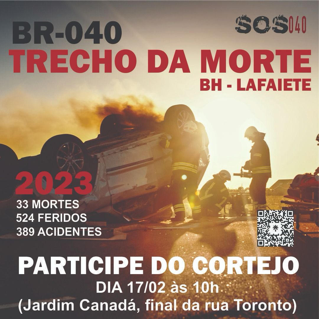 Manifestação para salvar vidas na BR 040 é neste sábado