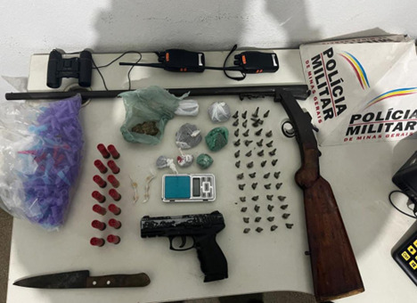 PM apreende droga, arma e munição em Desterro de Entre Rios