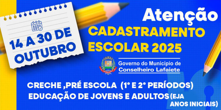 Começa cadastramento escolar na rede municipal de Lafaiete