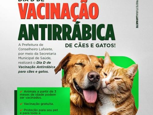 Dia D de vacinação antirrábica terá mais de 25 pontos em Lafaiete