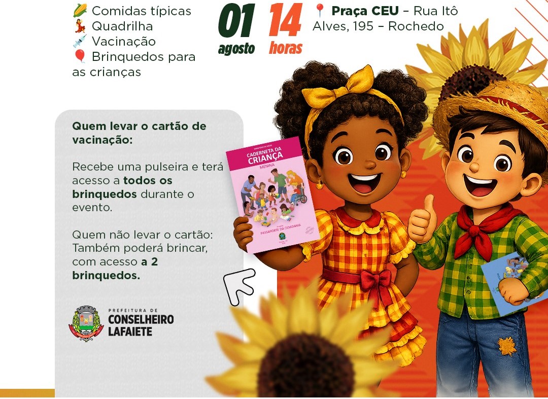 Arraiá une vacinação com tarde de lazer e cuidado com as famílias
