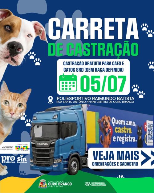 Ouro Branco amplia prazo para castração gratuita de pets