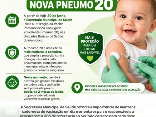 Nova vacina Pneumo 20 chega às UBS de Ouro Branco