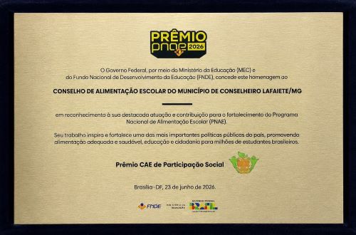 Lafaiete conquista prêmio nacional pela alimentação escolar