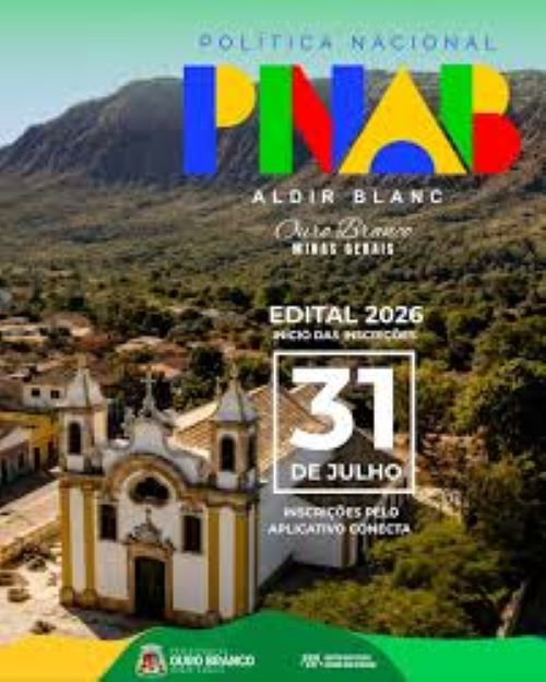 Ouro Branco abre inscrições da PNAB 2026 para projetos culturais