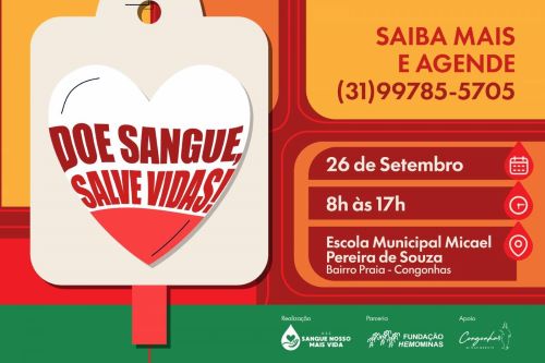 Doação de sangue terá campanha em Congonhas no dia 26