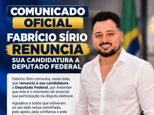Com pedido de registro indeferido Fabrício Sírio deixa disputa eleitoral